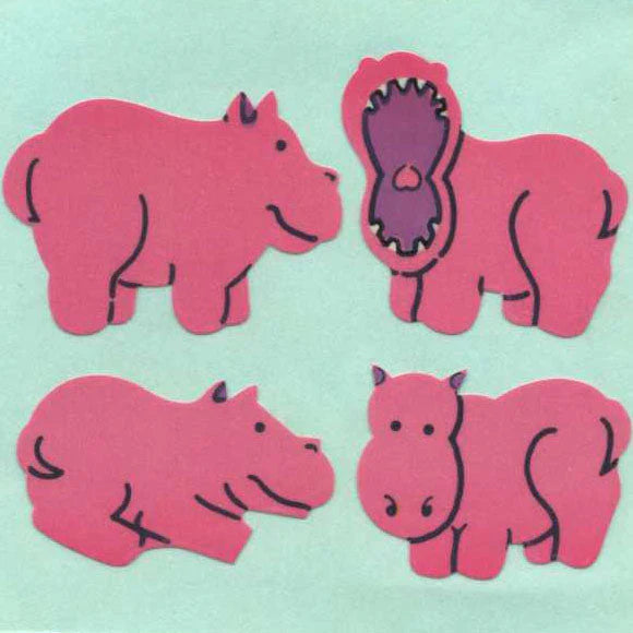 Pink Hippos Sticker Sheet - From the Roll