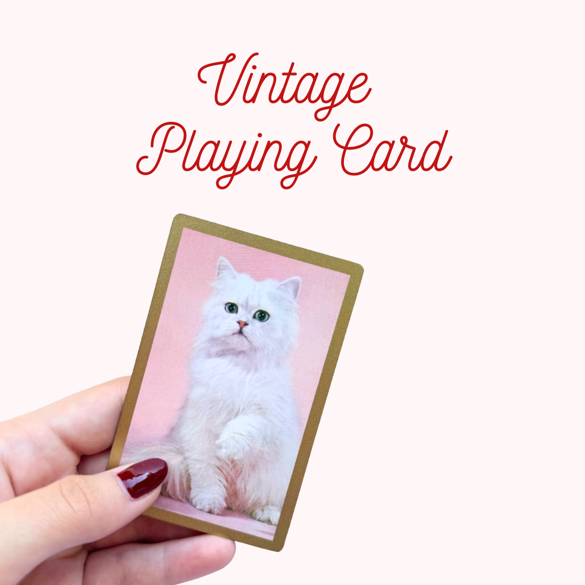 Vintage White Persian Cat Playing Card