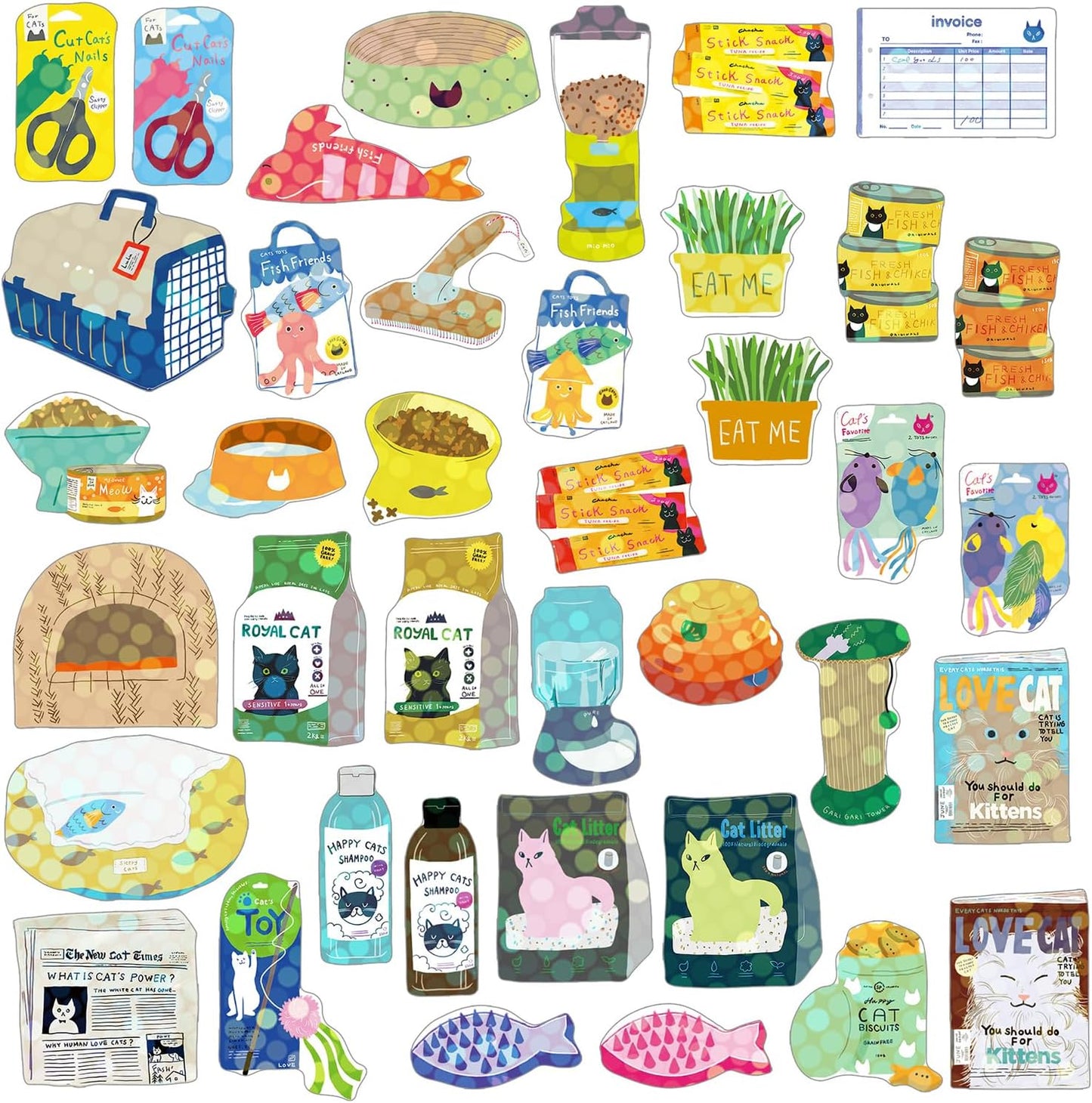 colourful-illustrated-cat-supplies-sticker-flatlay