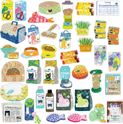 colourful-illustrated-cat-supplies-sticker-flatlay