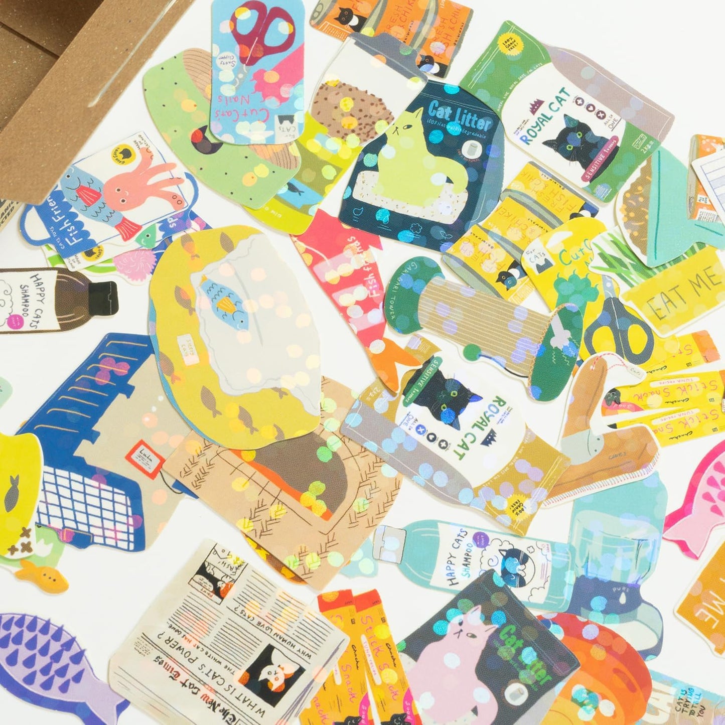Cat Supplies - Box of Mini Flake Stickers