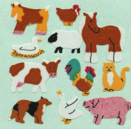 Colourful farm animals mini sticker sheet