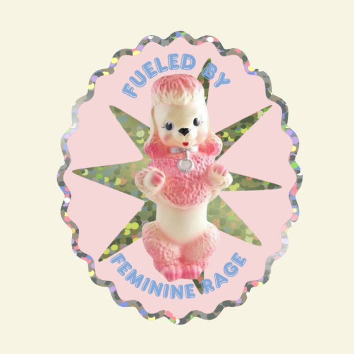 Fueled By Feminine Rage Poodle Vinyl Glitter Sticker 