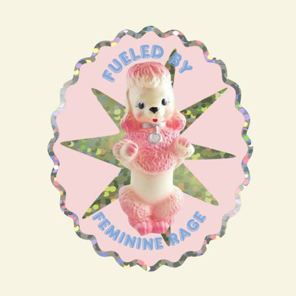 Fueled By Feminine Rage Poodle Vinyl Glitter Sticker 