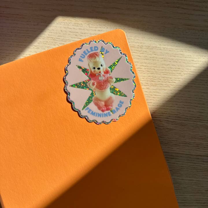Fueled By Feminine Rage Poodle Vinyl Glitter Sticker 
